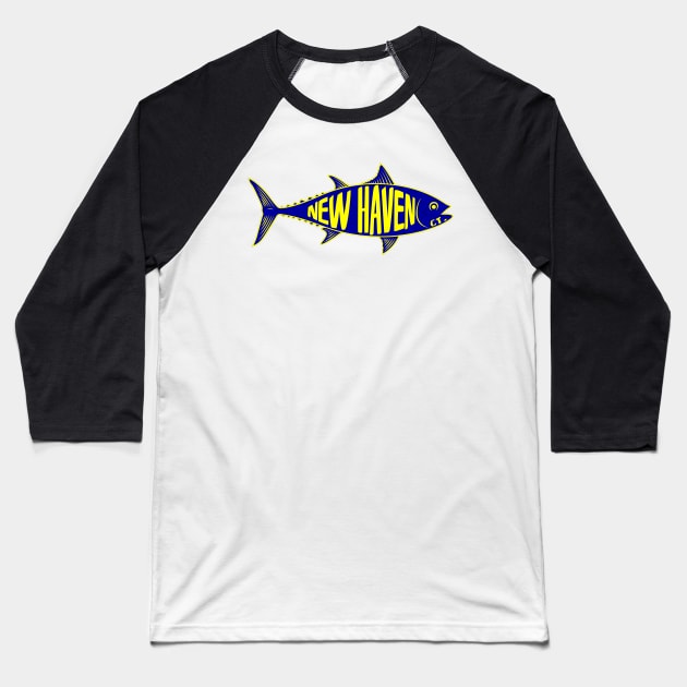 New Haven Connecticut Fishing Tuna Fish CT Baseball T-Shirt by TravelTime